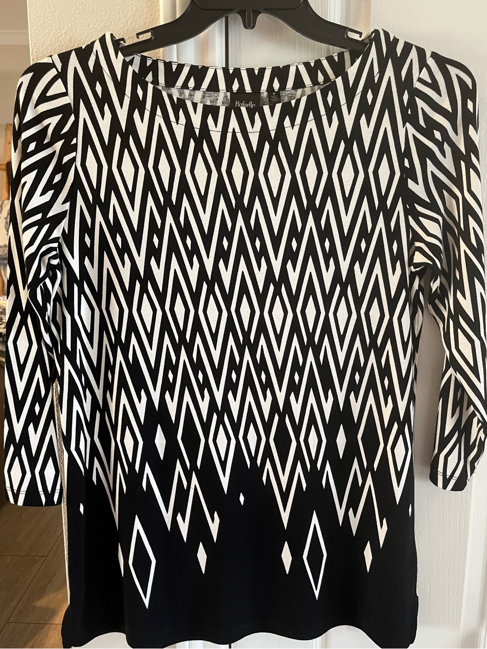 Rafaella Black & White Geometric Long-Sleeve Dress